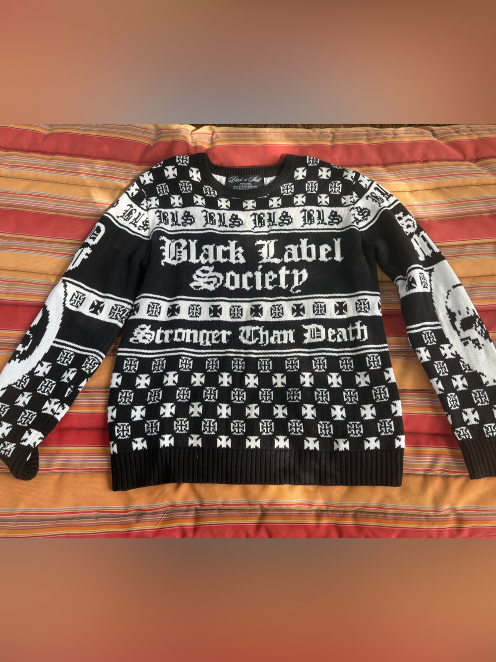 Black Label Society Black and White Graphic Crewneck Sweater